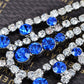 Swarovski Crystal Shine Blue Element Floral Dangle Drop Earrings