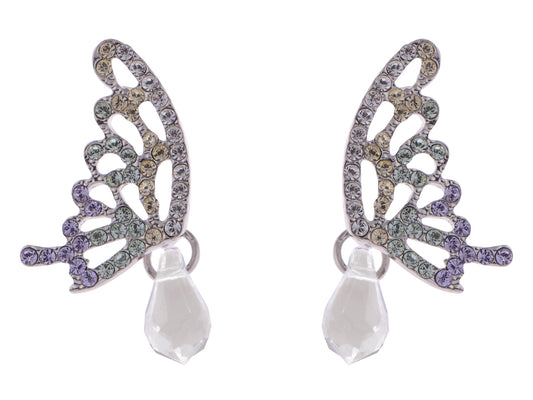 Swarovski Crystal Element Silver Pastel Butterfly Stud Earrings