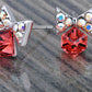Swarovski Crystal Element Silver Topaz Colored Love Heart Spade Stud Earrings