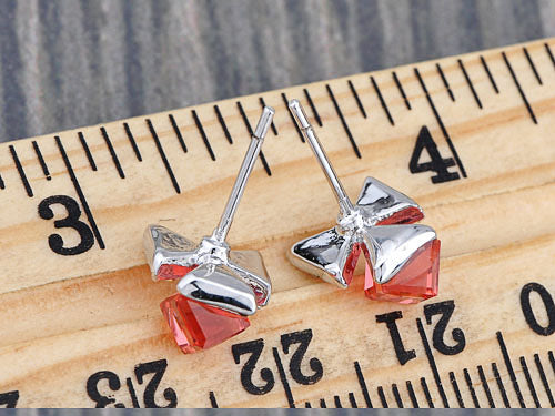 Swarovski Crystal Element Silver Topaz Colored Love Heart Spade Stud Earrings