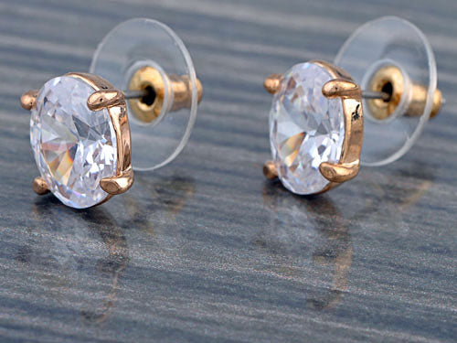Swarovski Crystal Element Gold Basic Colored Oval Stud Earrings