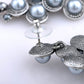 Swarovski Crystal Gun Grey Pearl Grape Cluster Flower Stem Dangle Earrings