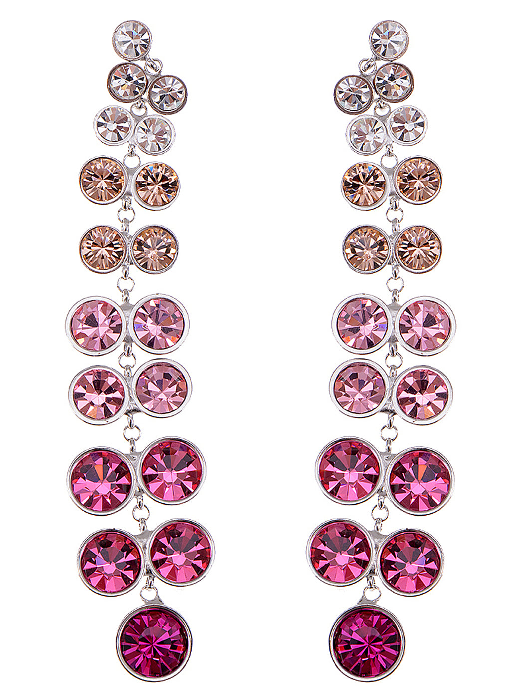 Swarovski Crystal Bridal Rose Pink Element Leaf Dangling Earrings