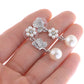 Swarovski Crystal Element Silver Pearl Butterfly Flower Dangle Earrings