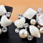 Element Silver Heart Square Pearl Cluster Stud Earrings