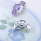 Element Silver Purple Floral Time Watch Band Stud Earrings