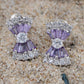 Swarovski Crystal Element Silver Purple Vertical Bow Ribbon Tie Stud Earrings