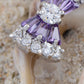 Swarovski Crystal Element Silver Purple Vertical Bow Ribbon Tie Stud Earrings