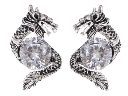 Swarovski Crystal Protective Dragon Stud Earrings