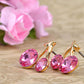 Swarovski Crystal Element Gold Rose Pink Colored Cherry Fruit Mini Stud Earrings