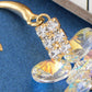 Blue Clear Swarovski Crystal Teardrop Dangle Hook Earrings