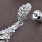 Swarovski Crystal Element Silver Wavy Dew Drop Dangle Earrings