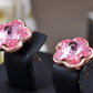Swarovski Crystal Rose Pink Cherry Blossom Flower Stud Earrings