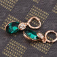 Swarovski Crystal Elements Rose Oval Emerald Classic Pierced Earrings