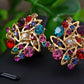Swarovski Crystal Multicolored Colorful Square Shape Stud Earrings