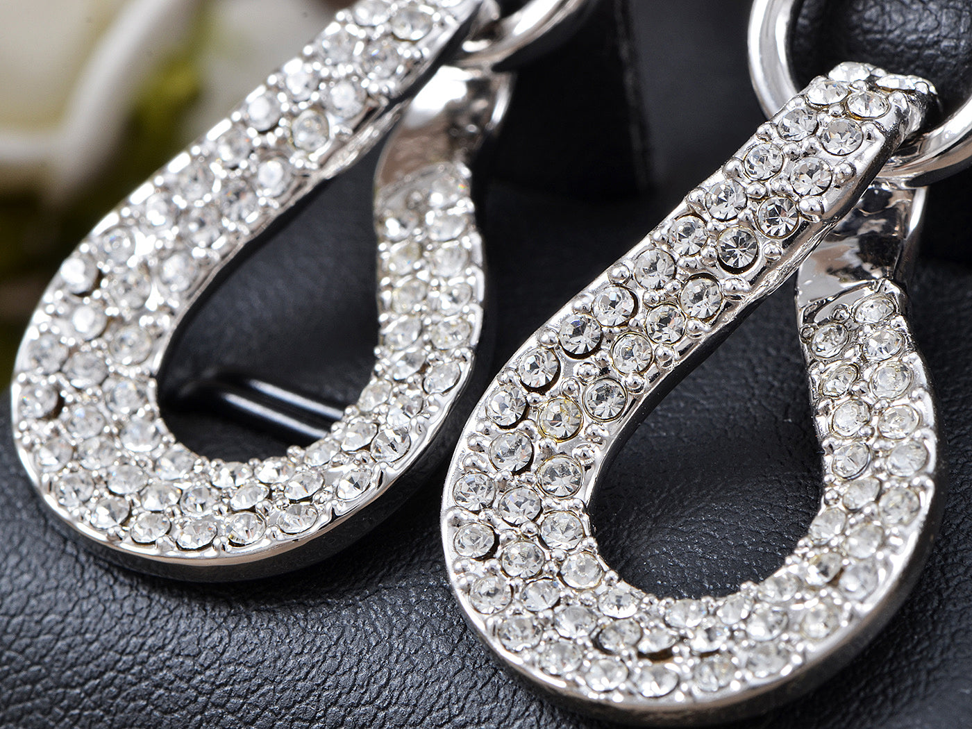 Swarovski Crystal Element Silver Rain Teardrop Ring Dangle Earrings