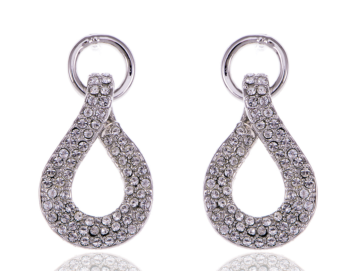 Swarovski Crystal Element Silver Rain Teardrop Ring Dangle Earrings