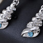 Swarovski Crystal Element Silver Blue Sea Shell Conch Dangle Drop Earrings