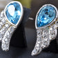 Swarovski Crystal Element Silver Colored Angel Wings Stud Earrings