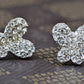 Swarovski Crystal Element Silver Colored Butterfly Insect Stud Earrings