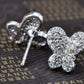 Swarovski Crystal Element Silver Colored Butterfly Insect Stud Earrings