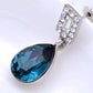 Swarovski Crystal Element Silver Blue Teardrop Rectangle Dangle Earrings