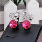 Swarovski Crystal Element Rose Gold Pink Teardrop Abstract Infinity Symbol Sign Stud Earrings