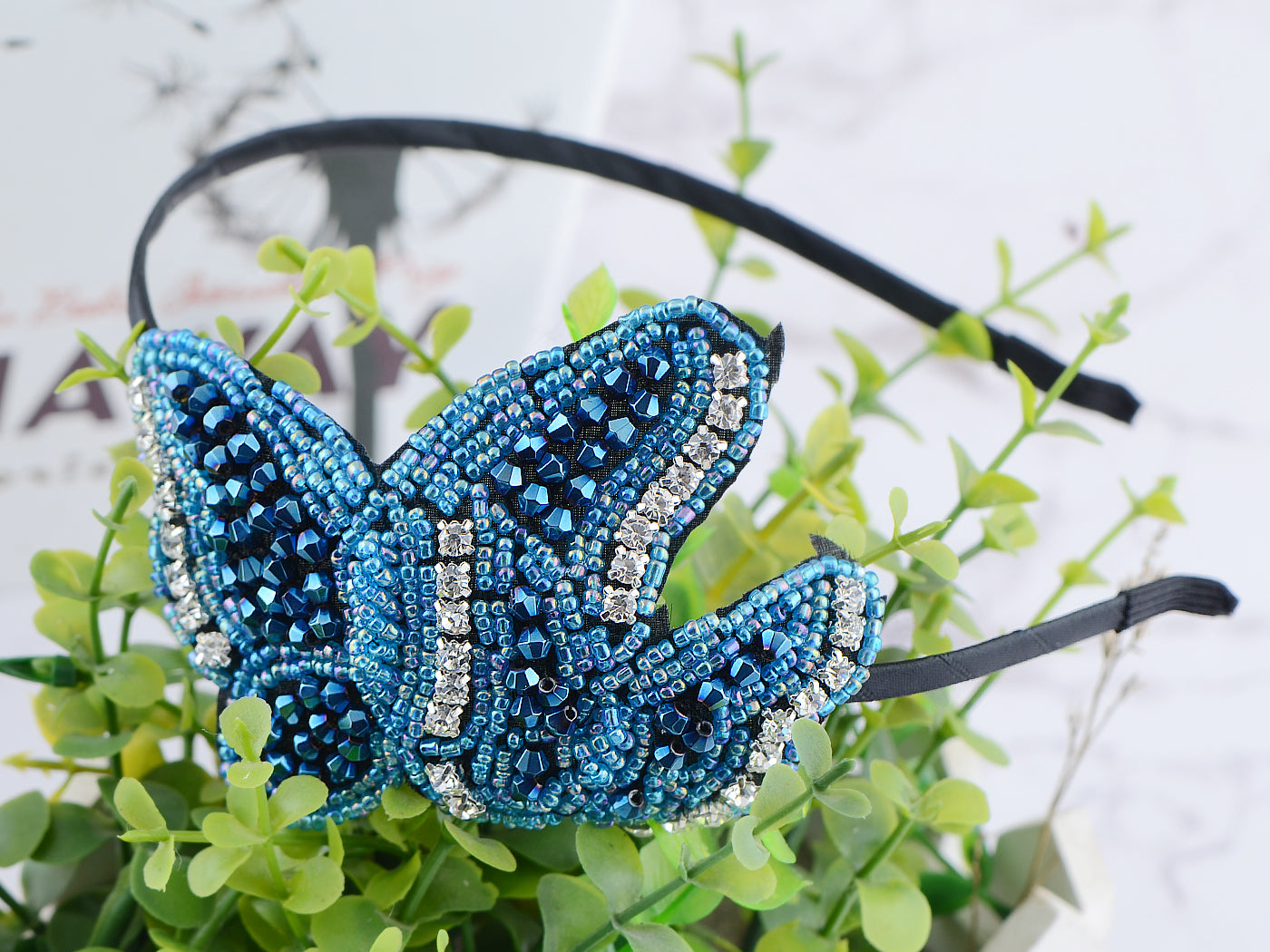 Hand Made Bright Blue Butterfly Headband Hair Piece