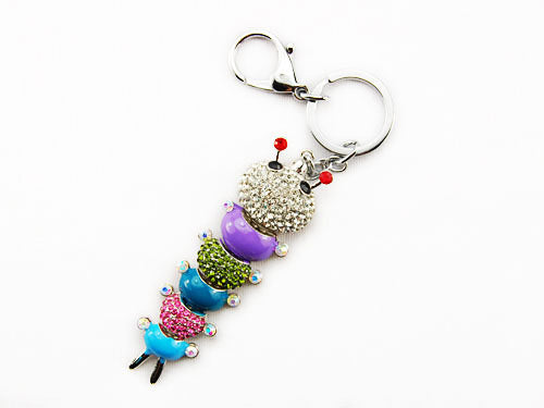 Multi Colorful Caterpillar Bug Key Chain