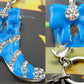 Turquoise Blue Color Enamel Girly Boot Stiletto Heel Keychain