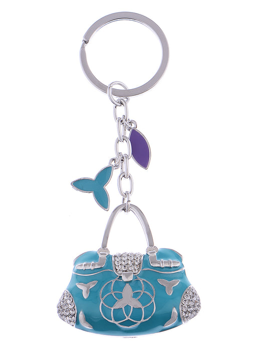 Enamel Sky Blue Ladies Designer Handbag Keychain