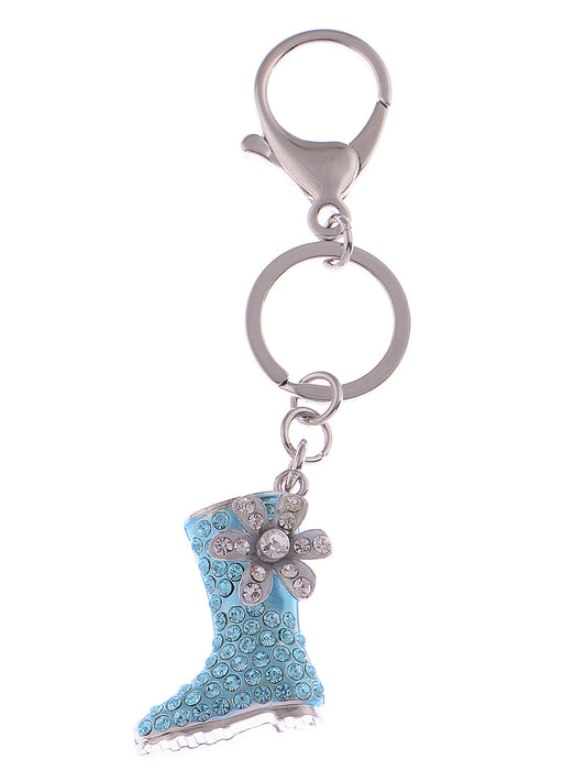 Swarovski Crystal Blue Purple Flower Seattle Rain Ice Boot Keychain