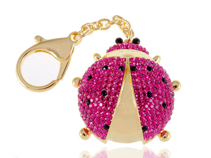 Fuchsia Pink Spotted Ladybug Insect Keychain