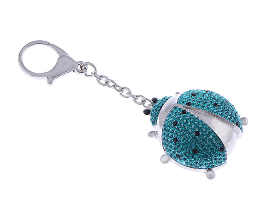 Swarovski Crystal Fuchsia Aqua Colored Spotted Ladybug Insect Swarovsky Keychain