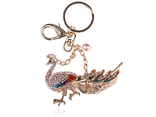 Indian Peafowl Peacock Bird Clip Hook Keychain