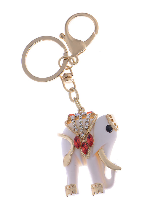 Multicolored Cream Indian Elephant Key Chain