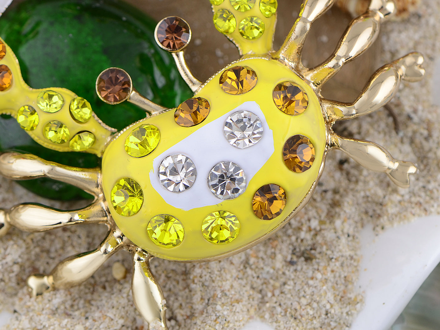 Swarovski Crystal Golden Tone Crab Shaped Pendant Keychain