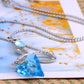 Swarovski Crystal Light Blue Heart Spade Ribbon Pendant Necklace