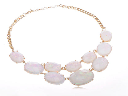 Oval Gem White Opal Dangling Necklace