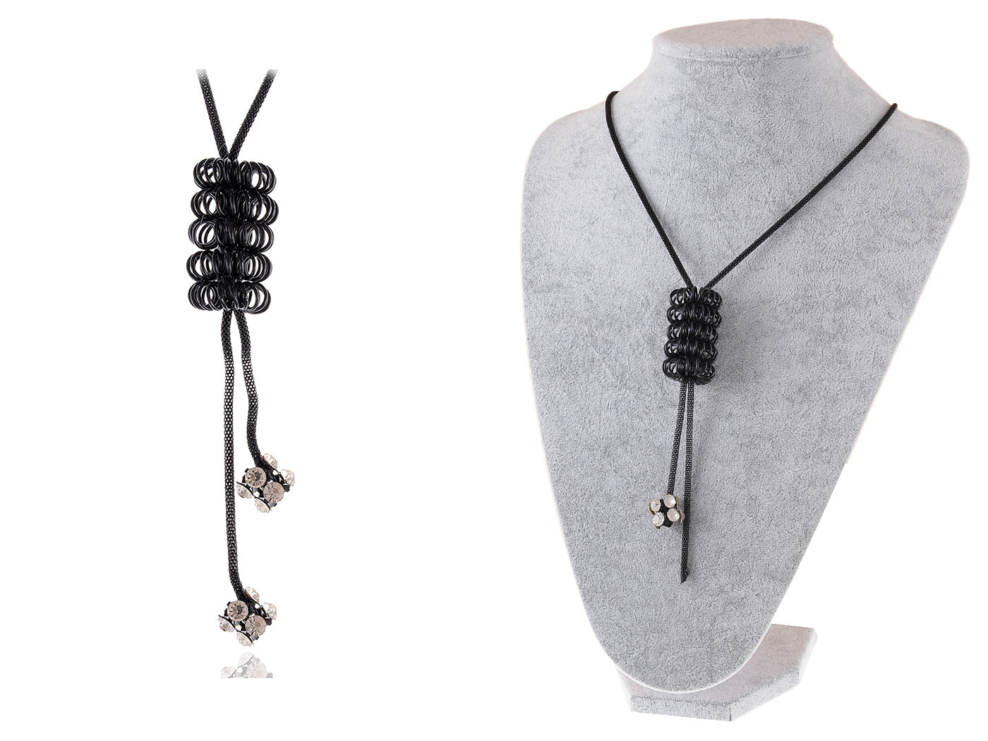 Black Chain Honeycomb Dangle Tassel Jewelry Necklace