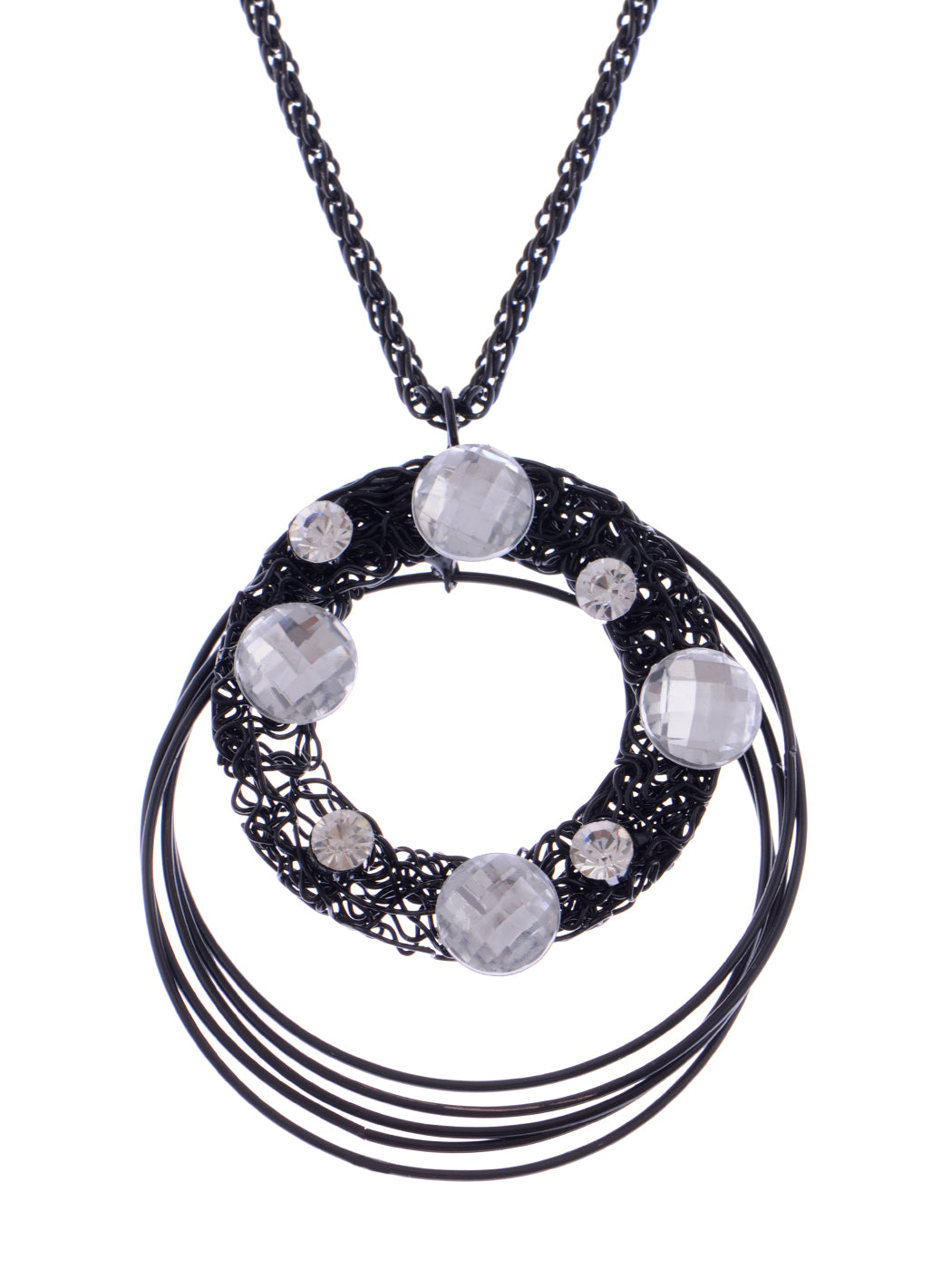 Black Chain Circle Round Wreath Loop Jewelry Necklace