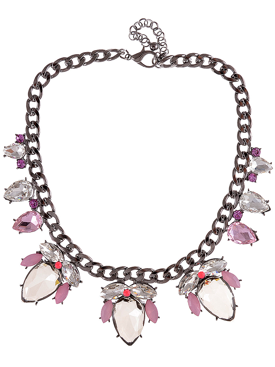 Mouse Gray Pink Chain Necklace