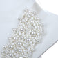 Bridal Wedding White Pearl Beaded Mesh Bib Ribbon Necklace