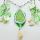Artsy Lime Neon Green Shell Bits Parts Chain Dangle Necklace
