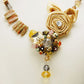 Bohemian Art Satin Rose Floral Beaded Clustered Ss Bead Abstract Necklace