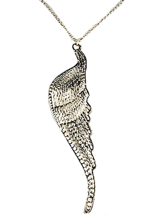 Big Angel Bird Wing Profile Pendant Necklace