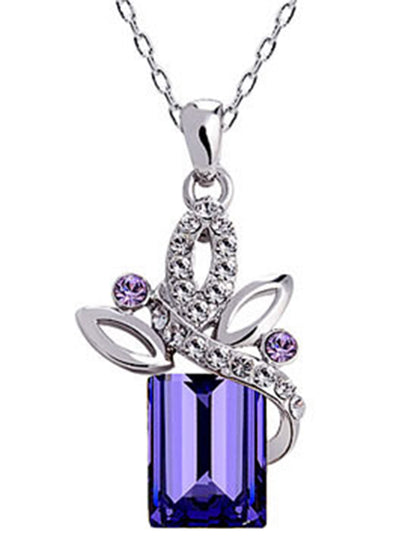 Amethyst Purple Box Present Gift Pendant Necklace