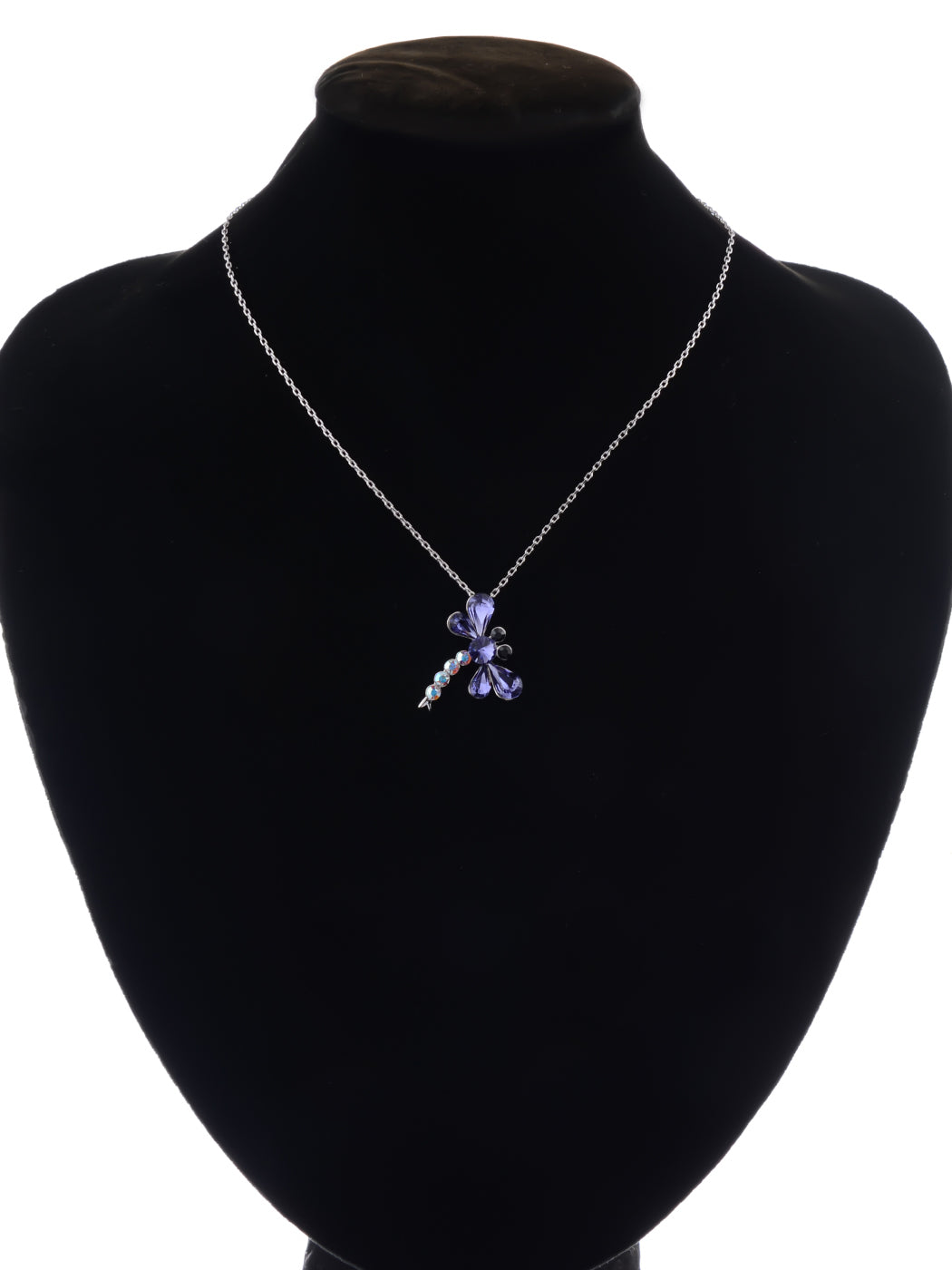 Swarovski Crystal Amethyst Purple Ab Cartoon Dragonfly Bug Pendant Necklace