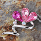Swarovski Crystal Rose Fuchsia Ab Abstract Flower Pendant Necklace