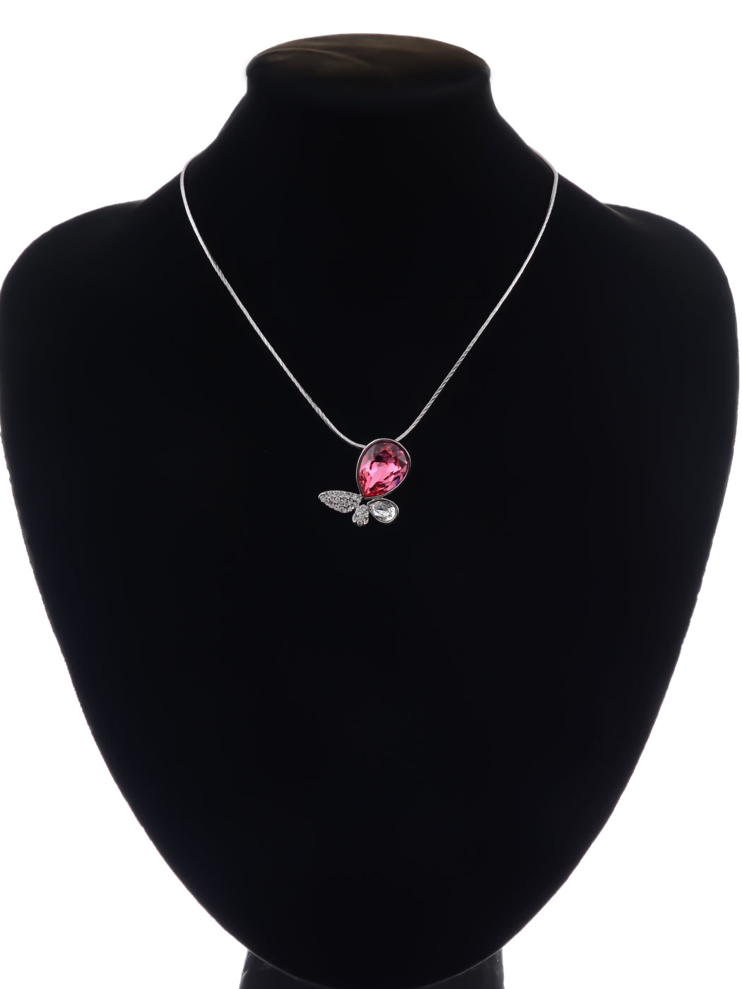 Swarovski Crystal Pink Fuchsia Abstract Butterfly Pendant Necklace